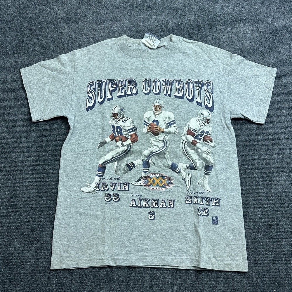 VTG 1995 Dallas Cowboys XXX Superbowl T Shirt Youth Large Nutmeg Troy Aikman